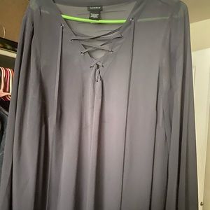 Torrid size 2 long see through shirt with bell sleeves